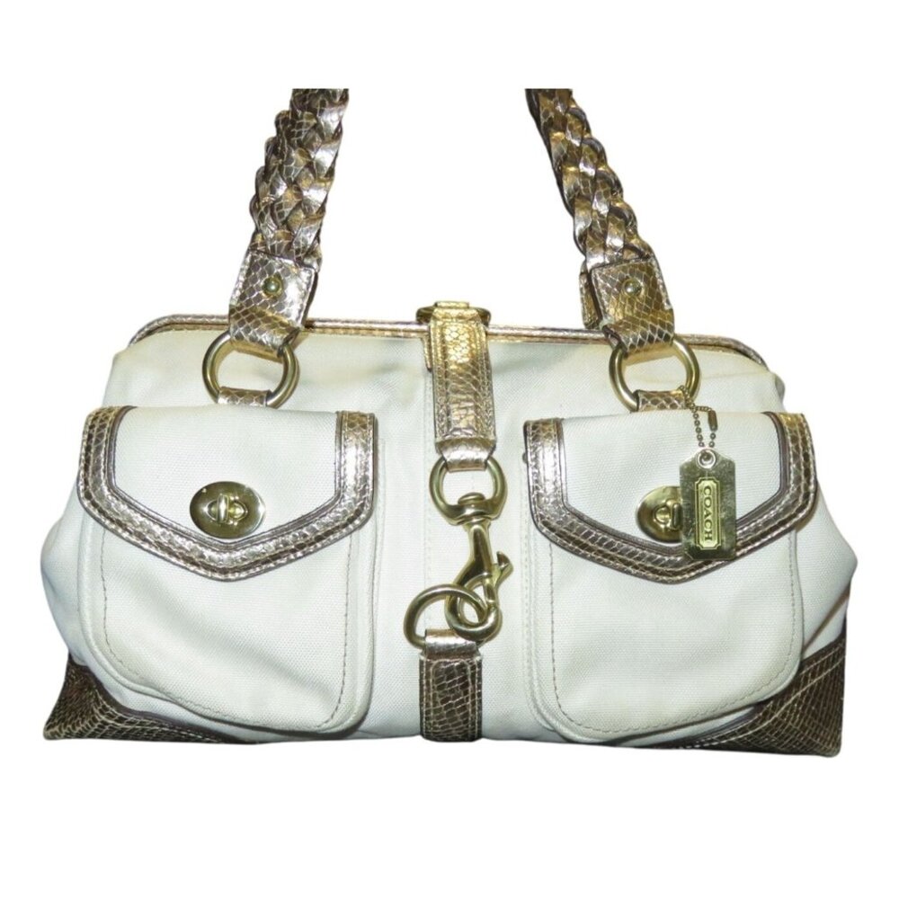COACH 2006 Legacy Daphne Limited Edition Canvas Vachetta Python Leather Satchel